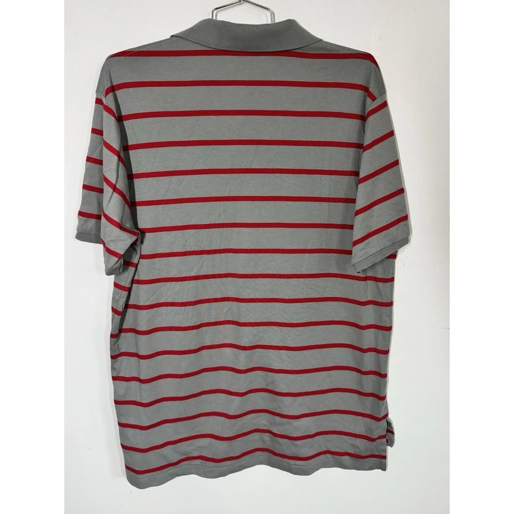 Polo Ralph Lauren Mens Short Sleeve Shirt Gray Red Stripes Size XL Red Pony Soft
